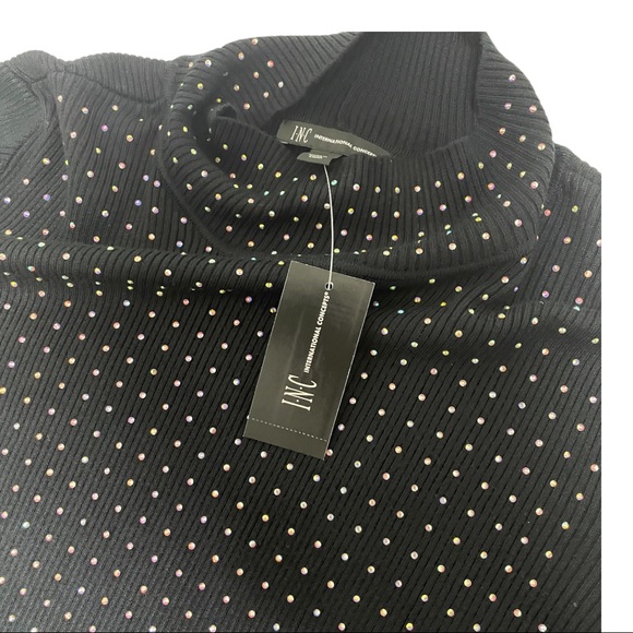 INC Women's Black Embellished Long Sleeve Mock Sweater Size M - Picture 7 of 9